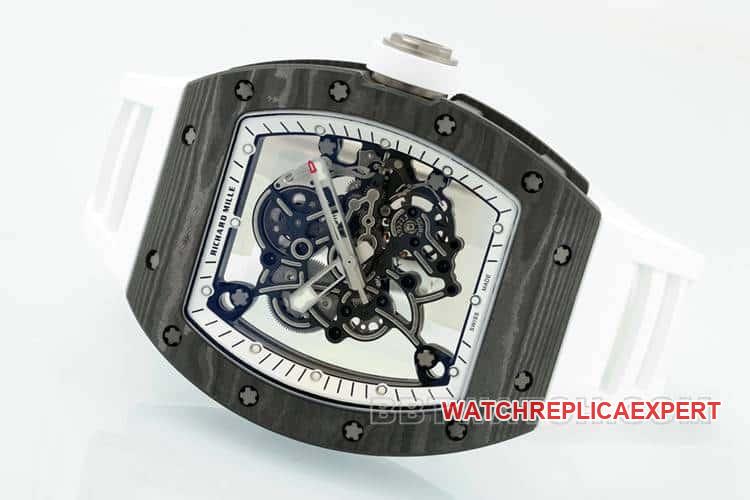 APSRichard Mille1:1top-tier carbon fiber case white rubber model RM055front live photo