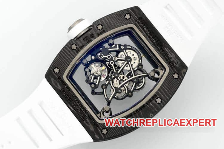APSRichard Mille1:1top-tier carbon fiber case white rubber model RM055caseback live photo