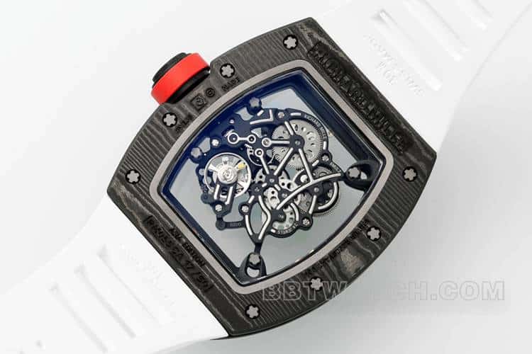 APSRichard Milletop-tier 1:1high-quality carbon fiber case white rubber model RM055caseback live photo