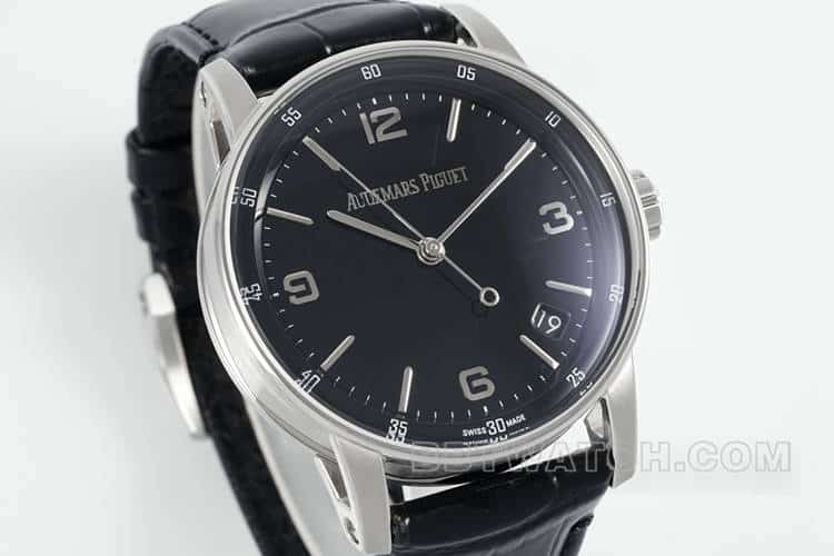 APSAudemars PiguetCODEtop-tier 1:1super cloneblack dialleather strap model 15210front live photo