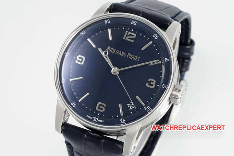APSAudemars PiguetCODEtop-tier replicablue dialleather strap model 15210front live photo
