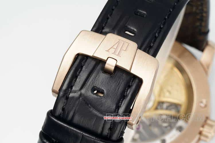 APSAudemars PiguetCODE1:1super cloneblack dialrose gold shell leather strap model 15210braceletlive photos