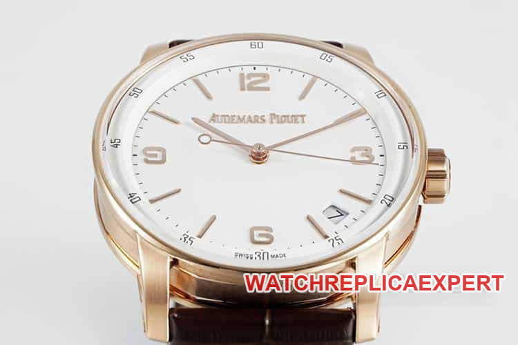 APSAudemars PiguetCODE1:1super clonewhite dialrose gold shell leather strap model 15210front live photo