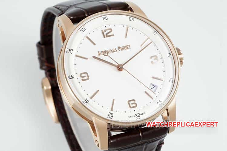 APSAudemars PiguetCODE1:1super clonewhite dialrose gold shell leather strap model 15210front live photo