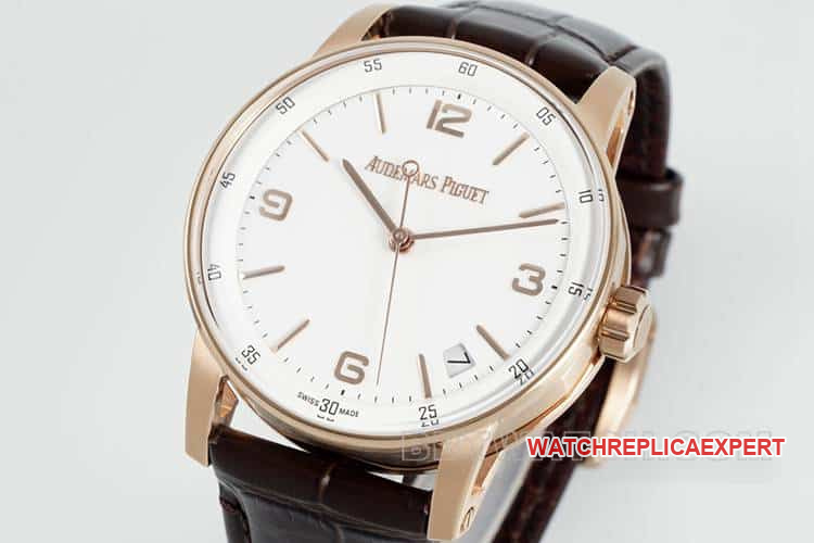 APSAudemars PiguetCODE1:1super clonewhite dialrose gold shell leather strap model 15210front live photo