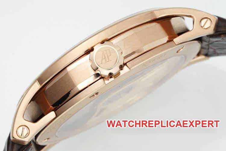APSAudemars PiguetCODE1:1super clonewhite dialrose gold shell leather strap model 15210side live photo