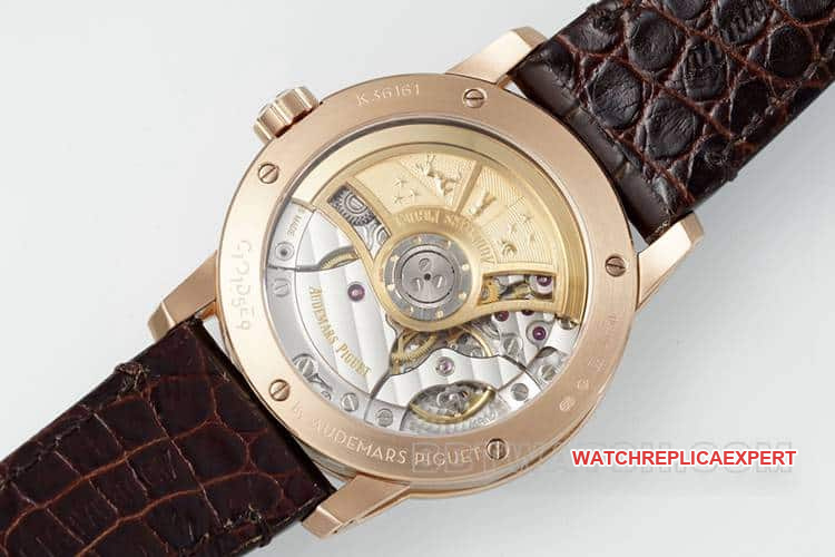 APSAudemars PiguetCODE1:1super clonewhite dialrose gold shell leather strap model 15210caseback live photo
