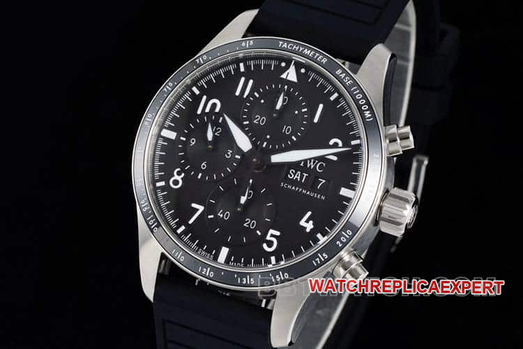 BLSIWC watch pilot super cloneblack dialchronograph rubber model IW388305front live photo
