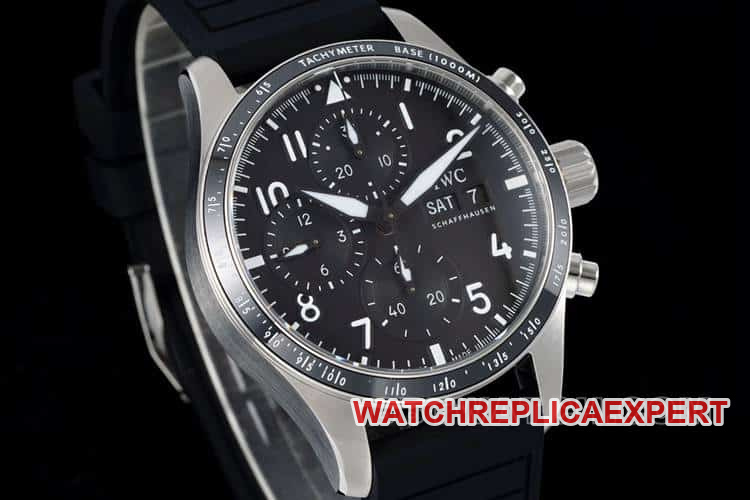 BLSIWC watch pilot super cloneblack dialchronograph rubber model IW388305front live photo