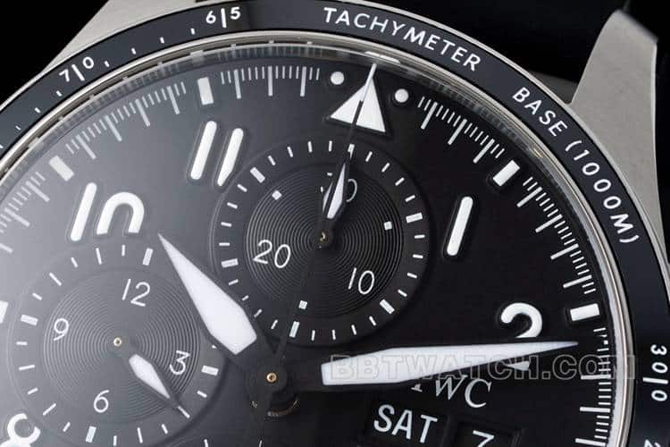 BLSIWC watch pilot super cloneblack dialchronograph rubber model IW388305front live photo