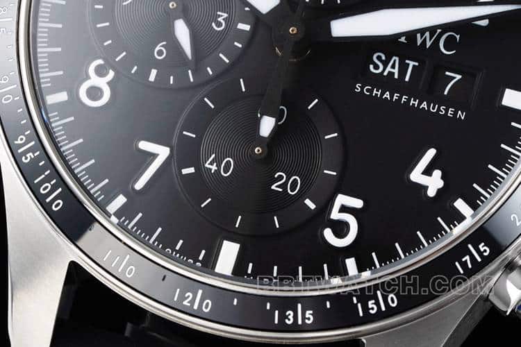 BLSIWC watch pilot super cloneblack dialchronograph rubber model IW388305front live photo