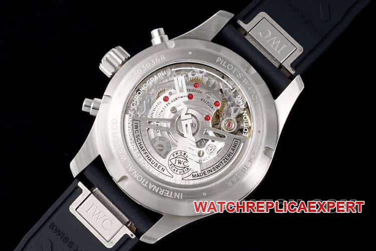 BLSIWC watch pilot super cloneblack dialchronograph rubber model IW388305caseback live photo