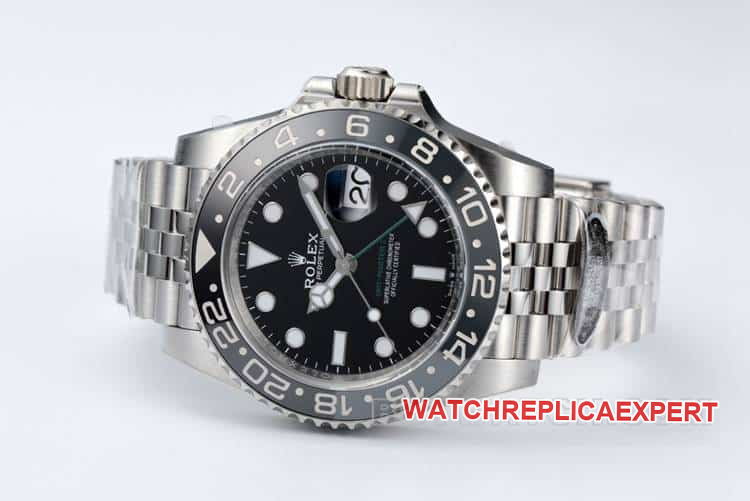 CleanRolexGMT-Master type top-tier 1:1super cloneblack dial black and gray circle steel bracelet model 126710front live photo