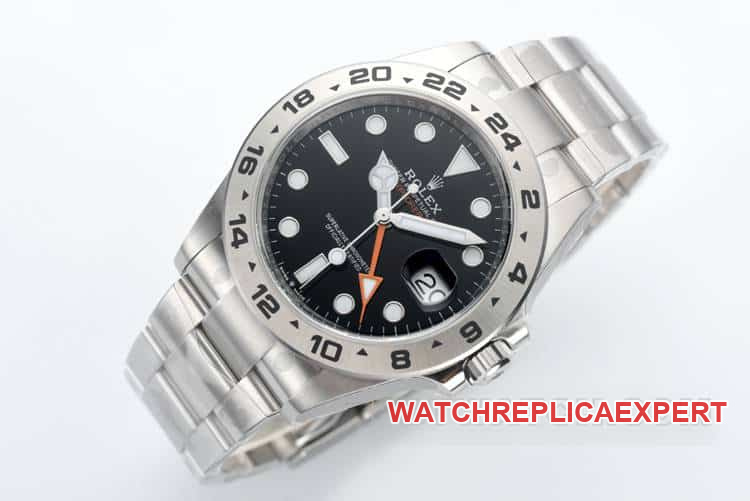 Clean Rolex Explorer super A black plate steel strap models 226570 front real picture