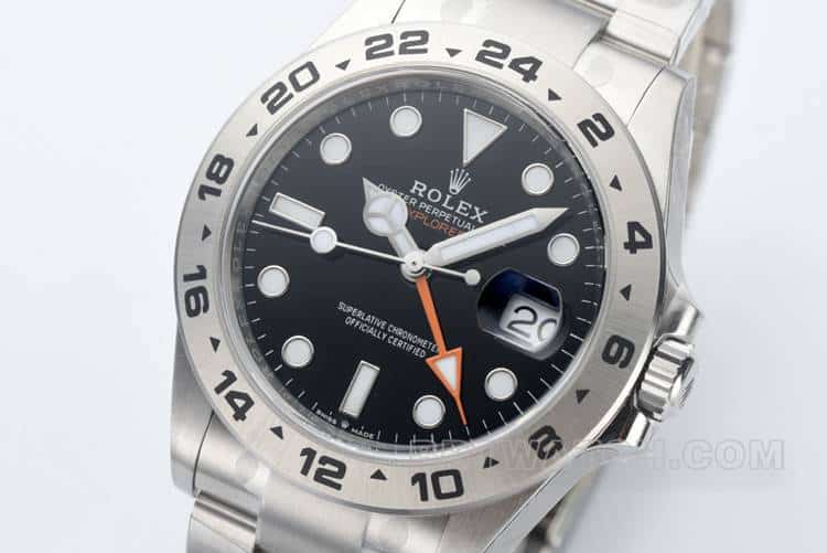 Clean Rolex Explorer super A black plate steel strap models 226570 front real picture