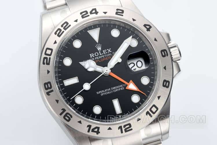 Clean Rolex Explorer super A black plate steel strap models 226570 front real picture