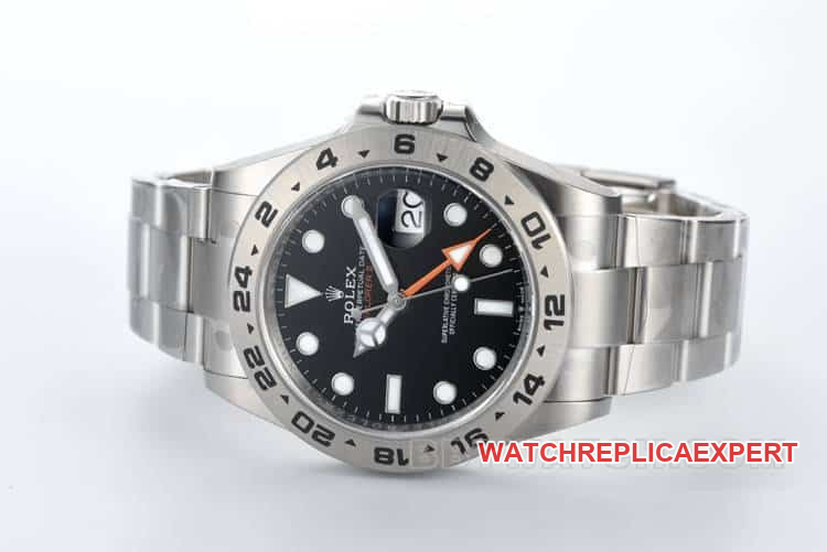 Clean Rolex Explorer super A black plate steel strap models 226570 front real picture