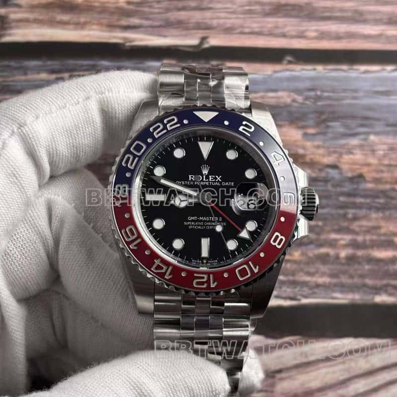 VSRolexGMT-Master1:1top-tier replicaPepsi bezelsteel bracelet model 126710front live photo