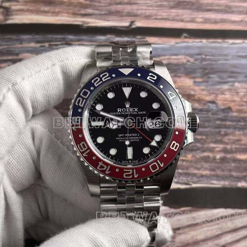VSRolexGMT-Master1:1top-tier replicaPepsi bezelsteel bracelet model 126710front live photo