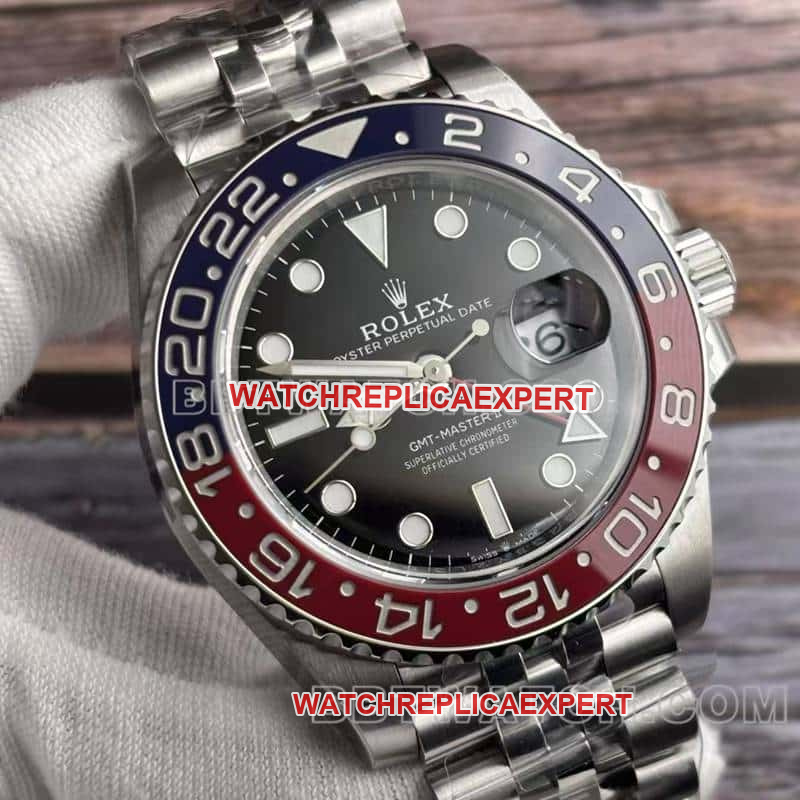 VSRolexGMT-Master1:1top-tier replicaPepsi bezelsteel bracelet model 126710front live photo