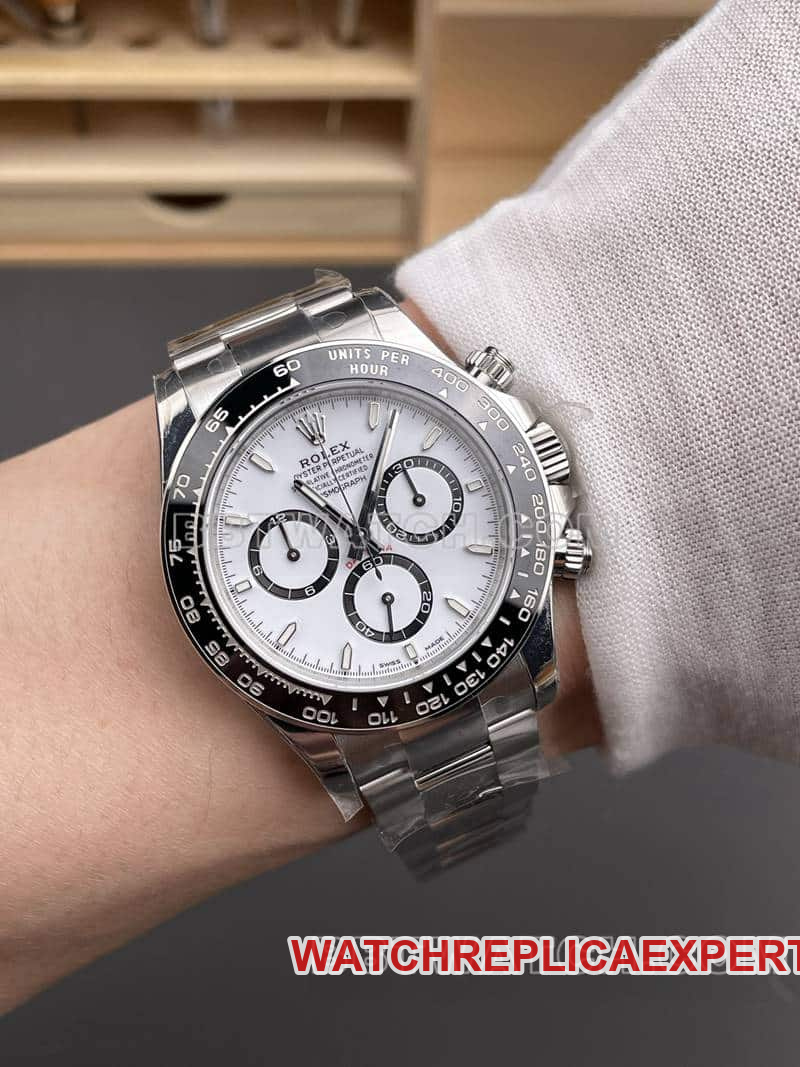 VSRolexDaytonatop-tier 1:1super clonewhite dial126500front live photo