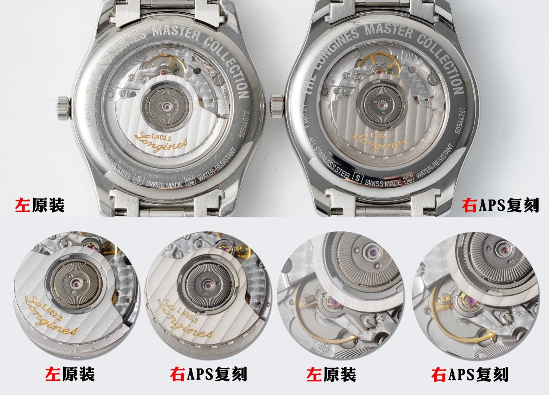 APS factory Longinestop-tier watch famous craftsman big mouth L2.908.4.78.6 real and fake comparison evaluation caseback live photo