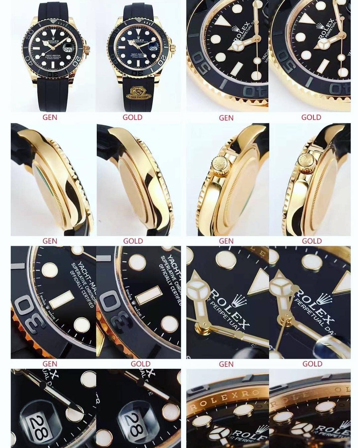 Gold factory Rolextop-tier watch Yacht-Master 226658 genuine and fake comparison evaluation appearance live photos