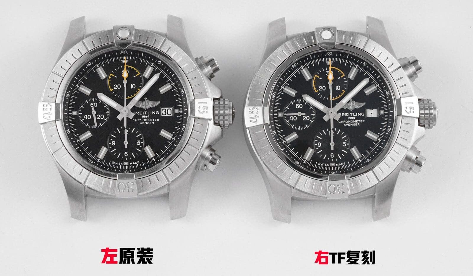 TF factory Breitlingtop-tier watch Avengers black dialA13317 real and fake comparison review appearance live photos