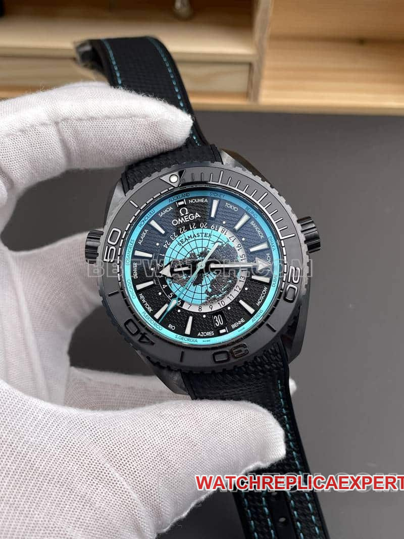 VS FactoryOmegaSeamastertop-tier replicablack dial600m world time 215.92.46front live photo