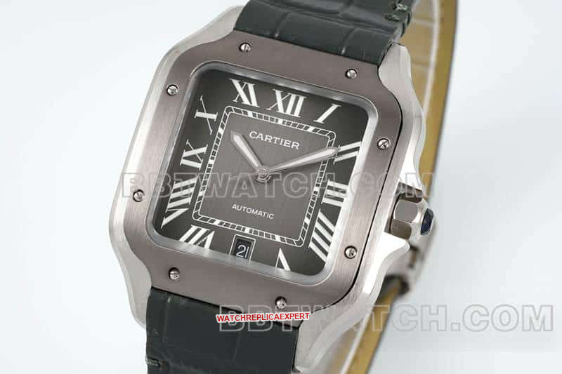 AF FactoryCartier Santos top-tier 1:1high-quality gray plate leather strap model WSSA0037front live photo