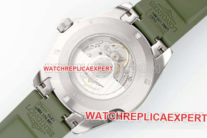 AF FactoryLongines Concas super clonegreen dial rubber model L3.830.4.02.9caseback live photo