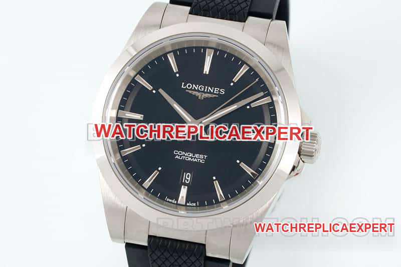 AF FactoryLongines Concas 1:1top-tier replicablack dial rubber model L3.830.4.52.9front live photo
