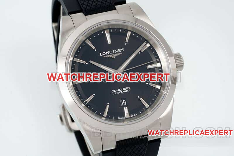 AF FactoryLongines Concas 1:1top-tier replicablack dial rubber model L3.830.4.52.9front live photo