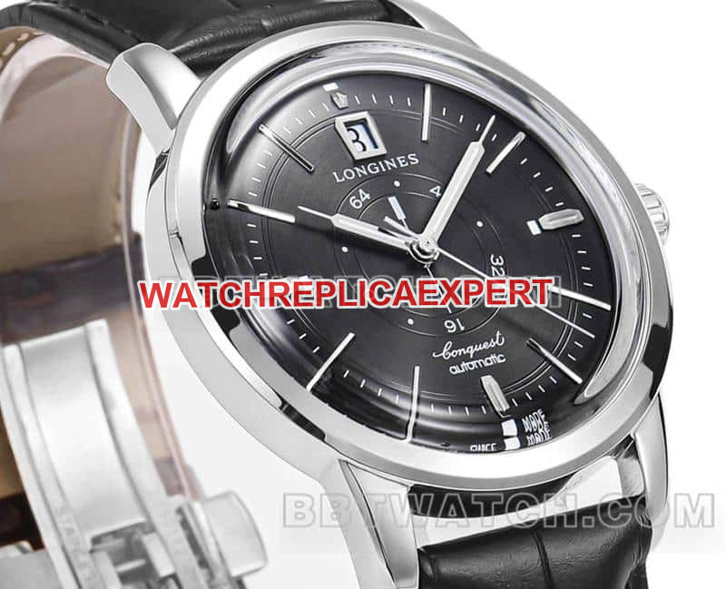 AD factory Longines classic replica1:1super cloneblack dialleather strap model L1.648.4.52.2front live photo