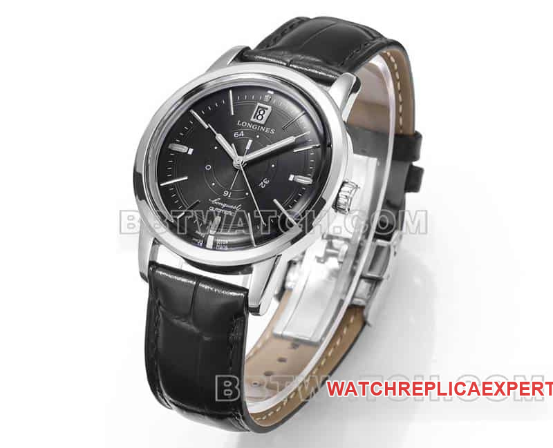 AD factory Longines classic replica1:1super cloneblack dialleather strap model L1.648.4.52.2front live photo