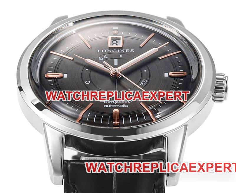 AD factory Longines classic replicasuper carbon black dialleather strap model L1.648.4.62.2front live photo