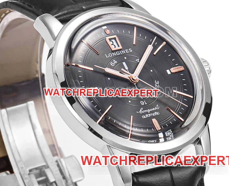 AD factory Longines classic replicasuper carbon black dialleather strap model L1.648.4.62.2front live photo