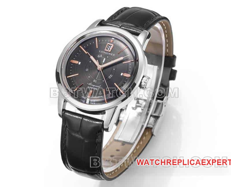 AD factory Longines classic replicasuper carbon black dialleather strap model L1.648.4.62.2front live photo