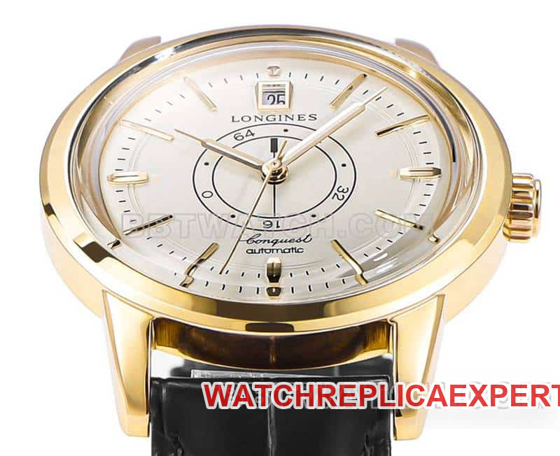 AD factory Longines classic replica1:1top-tier replicaguilloché dialyellow goldleather strap front live photo