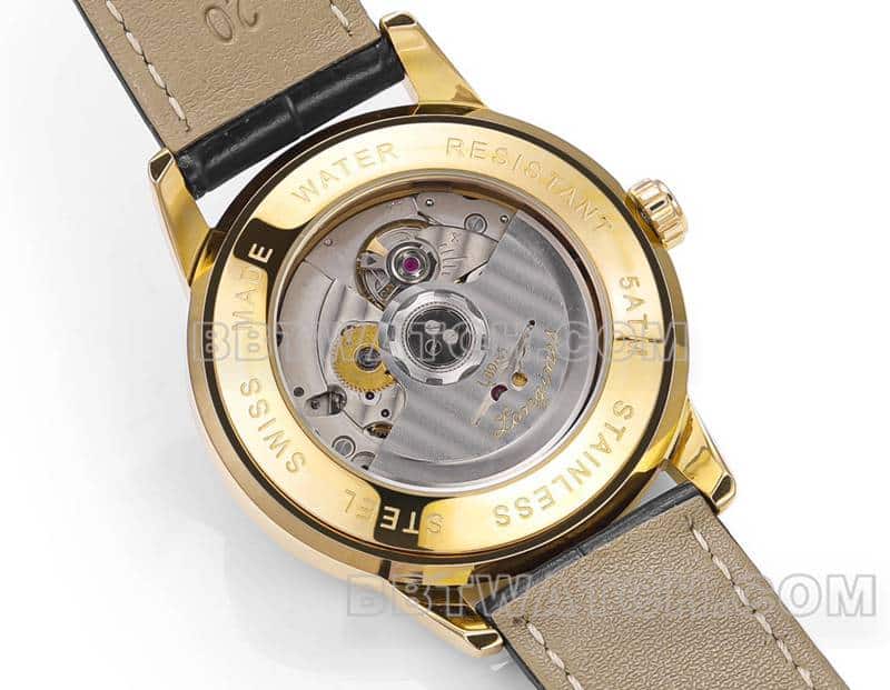 AD factory Longines classic replica1:1top-tier replicaguilloché dialyellow goldleather strap caseback live photo