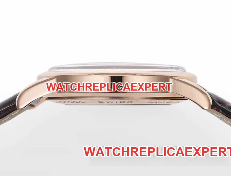 AD factory Longines classic replicatop-tier 1:1high-quality replicaguilloché dialrose goldleather strap side live photo