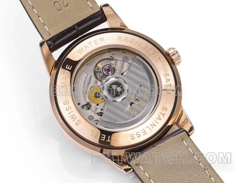 AD factory Longines classic replicatop-tier 1:1high-quality replicaguilloché dialrose goldleather strap caseback live photo