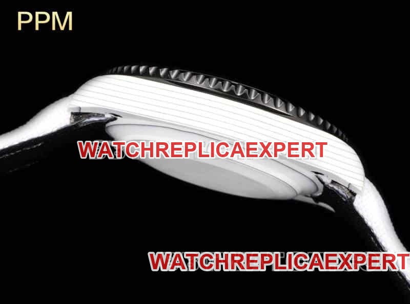 PPM factory Rolex Submariner top-tier replicablack dial carbon fiber 3135 white leather strap model side live photo