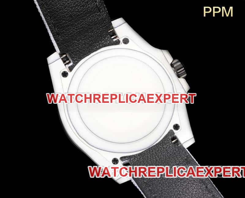 PPM factory Rolex Submariner top-tier replicablack dial carbon fiber 3135 white leather strap caseback live photo