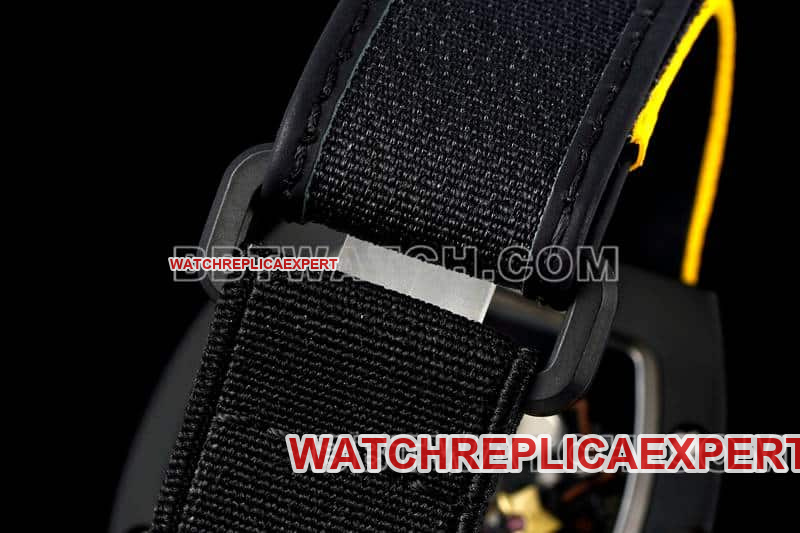 Richard Mille men's top-tier smiley tourbillon black shell yellow leather strap model RM 88braceletlive photos