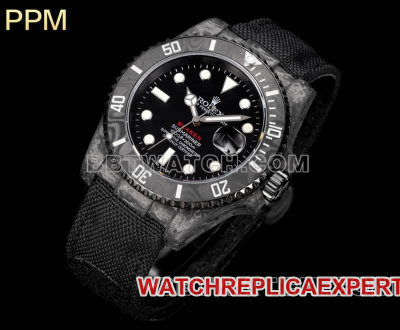 PPM factory RolexSubmarinersuper cloneblack dial carbon fiber 3135 black leather strap front live photo