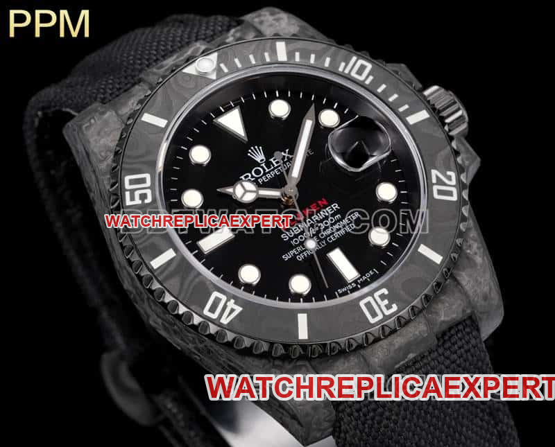 PPM factory RolexSubmarinersuper cloneblack dial carbon fiber 3135 black leather strap front live photo