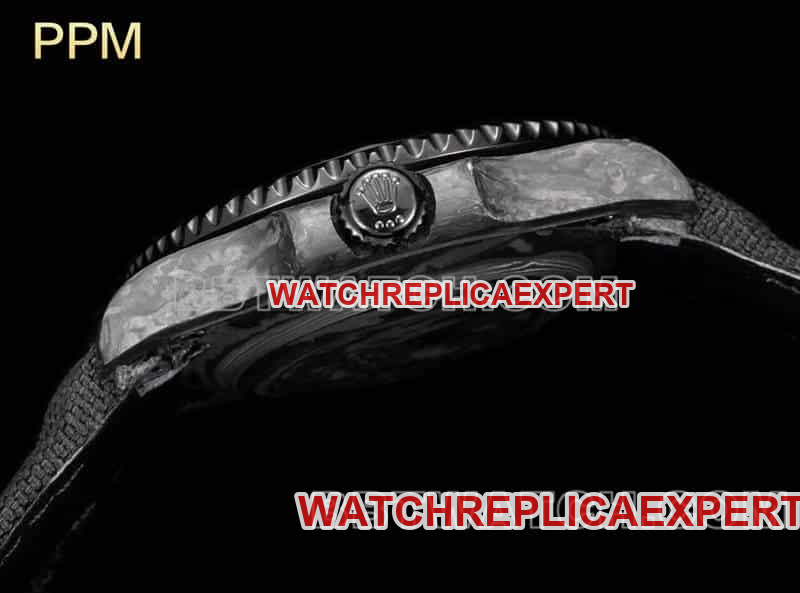 PPM factory RolexSubmarinersuper cloneblack dial carbon fiber 3135 black leather strap model side live photo