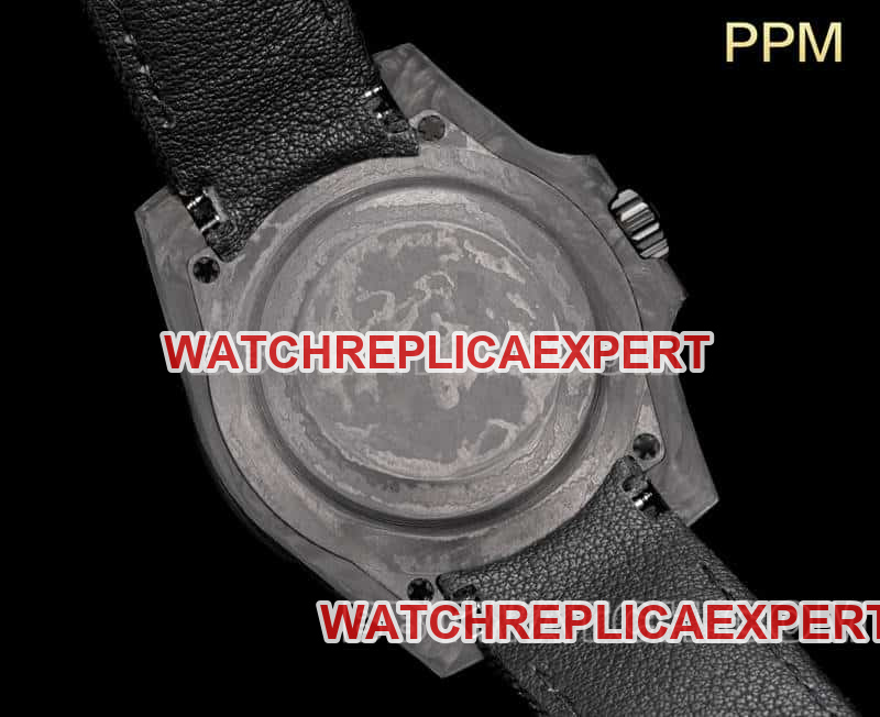 PPM factory RolexSubmarinersuper cloneblack dial carbon fiber 3135 black leather strap caseback live photo