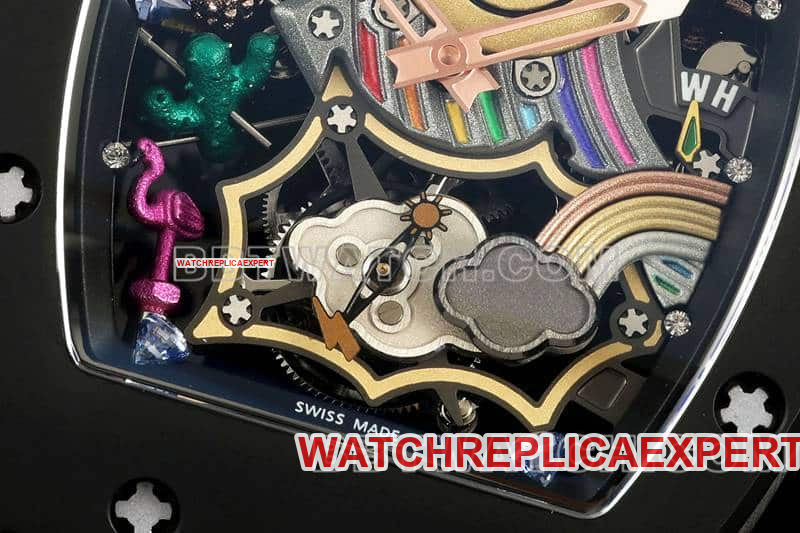 Richard Mille men's top-tier 1:1high-quality smiley tourbillon black shell black leather strap model RM 88front live photo